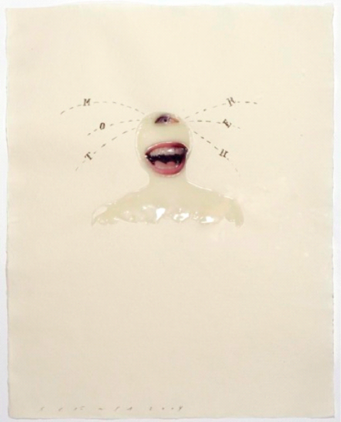 &quot;Mother&quot;, collage y silicona s/ papel, 51 x 41 cm